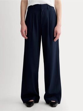 NWT Everlane Draper Pleater Pant in Buttersmooth, Navy, Sz 10S